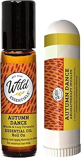 Wild Essentials Autumn Dance Aromatherapy 2-Pack – Roll-On & Nasal Inhaler – Seasonal Comfort Blend with Cinnamon, Eucalyptus, Frankincense, Helichrysum, Lemon, Marjoram, Black Pepper & Spruce