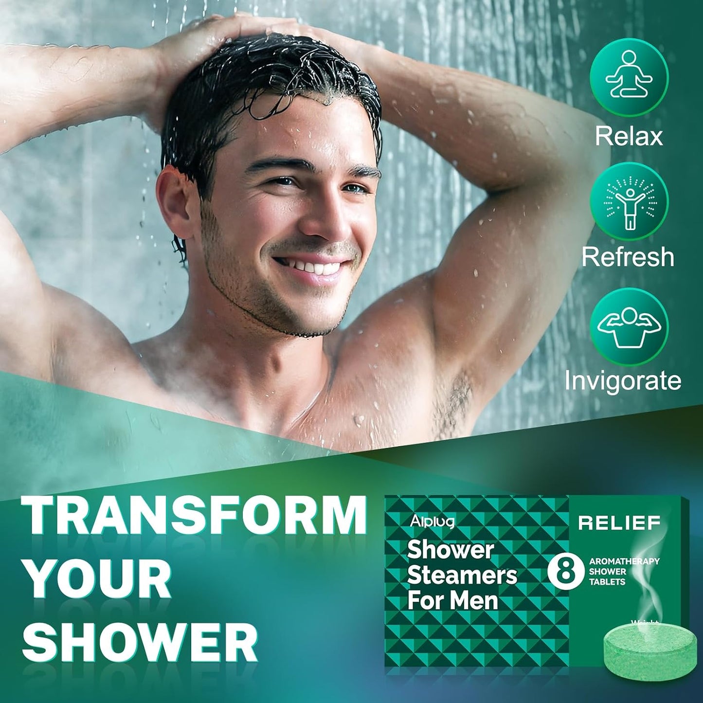Shower Steamers for Men - 8 Pack Shower Bombs Aromatherapy with Essential Oils, Birthday Gifts for Him Dad Husband Boyfriend, Relaxation Mens Gifts Ideas, Gifts for Men Who Have Everything