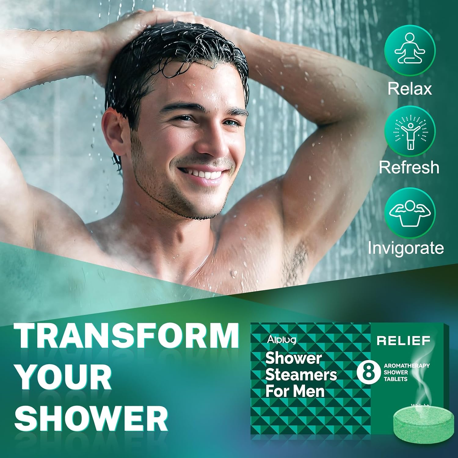 Shower Steamers for Men - 8 Pack Shower Bombs Aromatherapy with Essential Oils, Birthday Gifts for Him Dad Husband Boyfriend, Relaxation Mens Gifts Ideas, Gifts for Men Who Have Everything