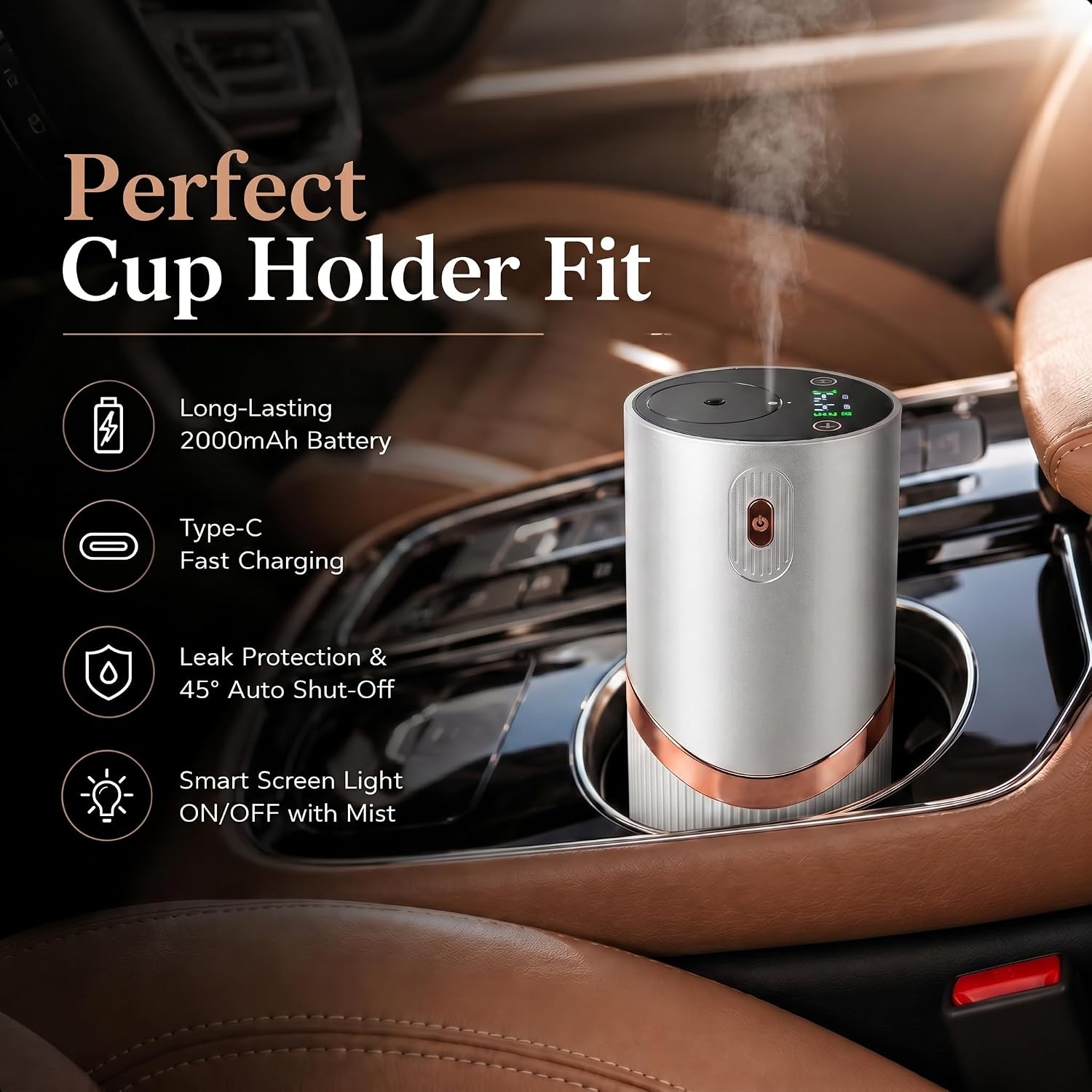 Waterless Diffuser for Home, Car Air Freshener, Home Scent Diffuser, Pura Diffuser with Timer & 4 Mist Levels,Space Grey