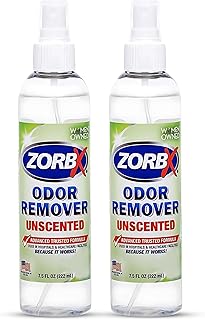 ZORBX Unscented Odor Eliminator Spray 7.5 Oz (2-Pack) – Hospital-Grade Permanent Odor Remover for Pet & Human Urine, Smoke & Strong Household Odors – Carpet, Upholstery, Mattress, Bathroom, Car & More