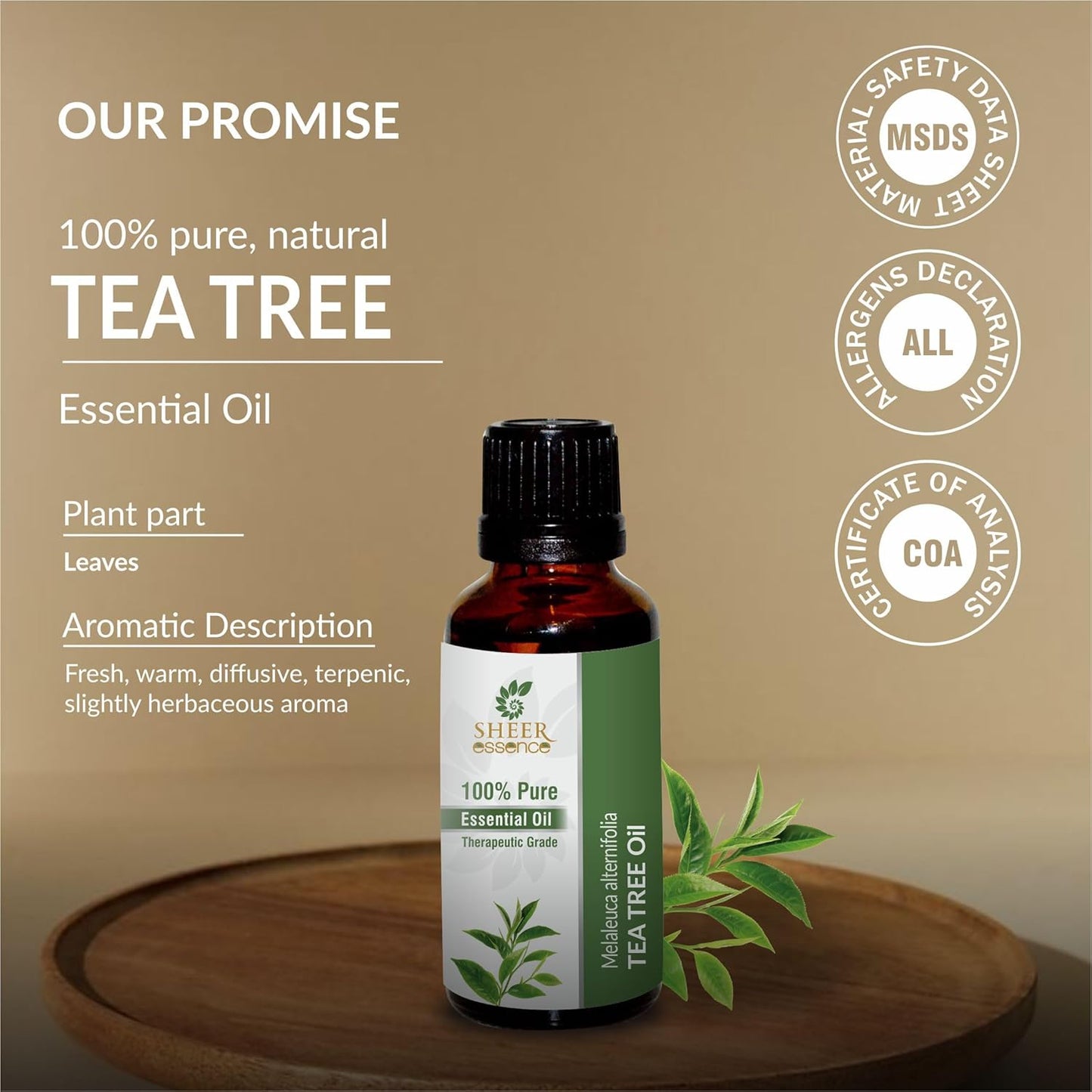Tea Tree Essential Oil 118 ML (4 Fl. Oz) | 100% Pure Natural Undiluted Uncut Therapeutic Grade Essential Oil