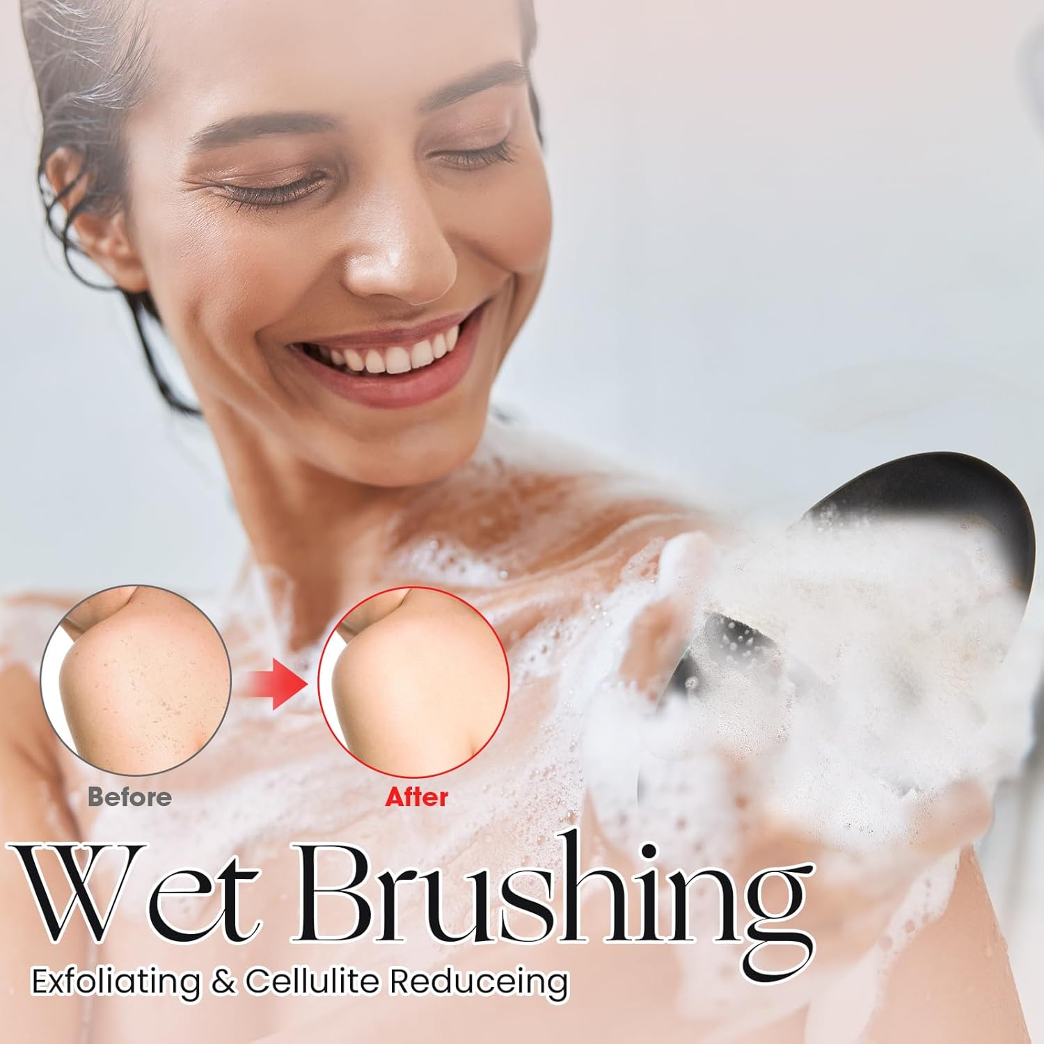 Gejoy 10 Pcs Dry Brushing Body Brush for Lymphatic Drainage Exfoliating Brush with Massage Nodule Dry Skin Body Scrubber Cellulite Shower Circulation Dead Exfoliator (4.92 x 2.56 Inches,Black)
