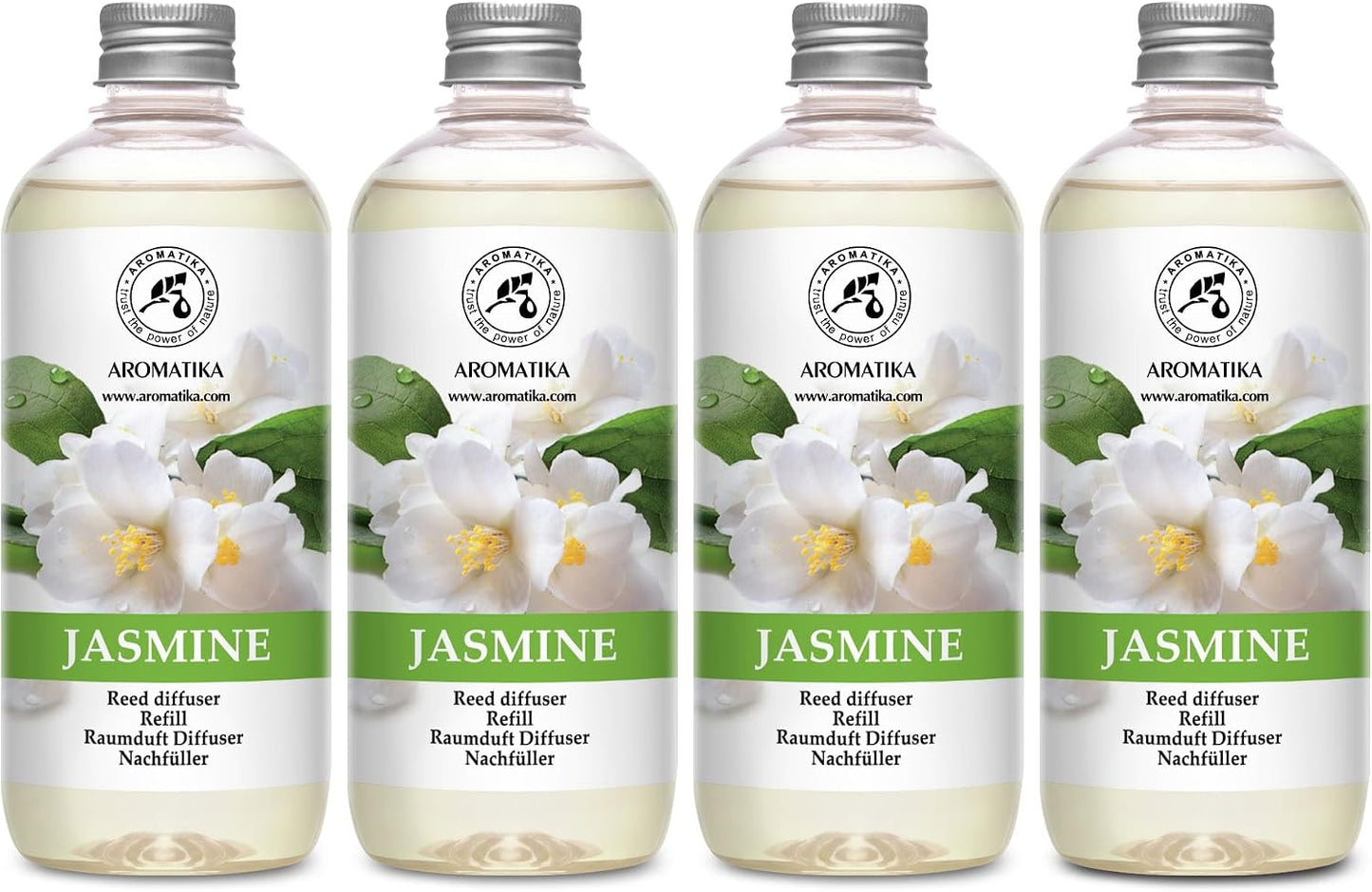 Jasmine Reed Diffuser Refill - 4x17 Fl Oz - Scented Reed Diffuser Refill - Home Fragrance - Air Freshener - Room Freshener - Floral & Long Lasting Scent - Aromatherapy