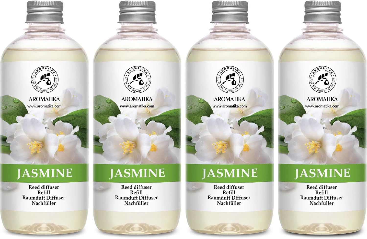Jasmine Reed Diffuser Refill - 4x17 Fl Oz - Scented Reed Diffuser Refill - Home Fragrance - Air Freshener - Room Freshener - Floral & Long Lasting Scent - Aromatherapy