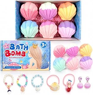 Shell Bath Bombs for Kids Girls with Surprise Inside, 6 PCS Bath Bombs Gift Set with Toys, Colorful Fizzy Bath Bomb for Girls Ages 3+, Kids Bath Bombs for Toddler Girl Christmas Birthday Gifts