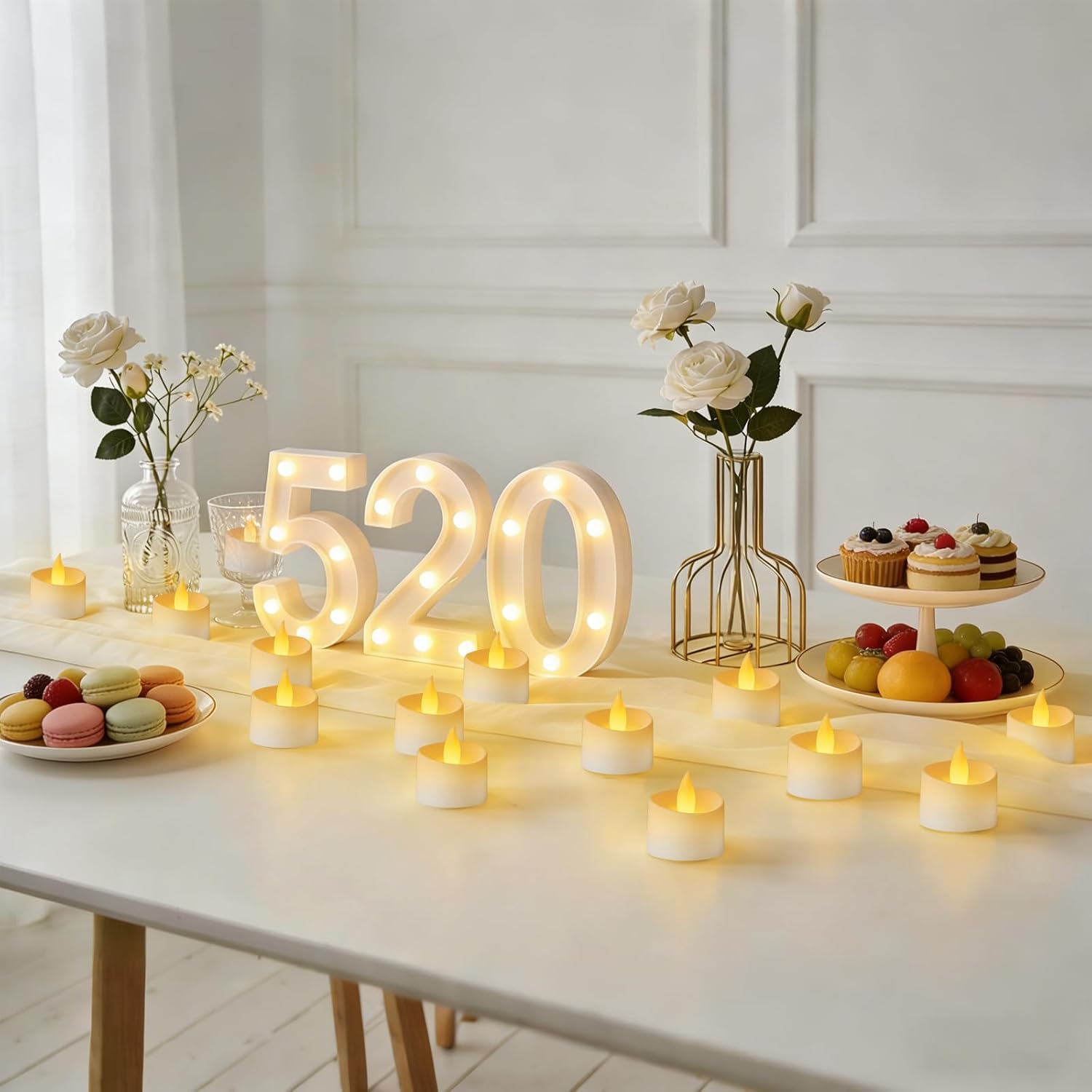 Dual-Flame Flickering Flameless LED Tealight Candles, Battery Operated Tea Lights with Warm Yellow Glow, 200+ Hour Long-Lasting Fake Candles for Home Wedding Votive Decor (White, 12 Pack)