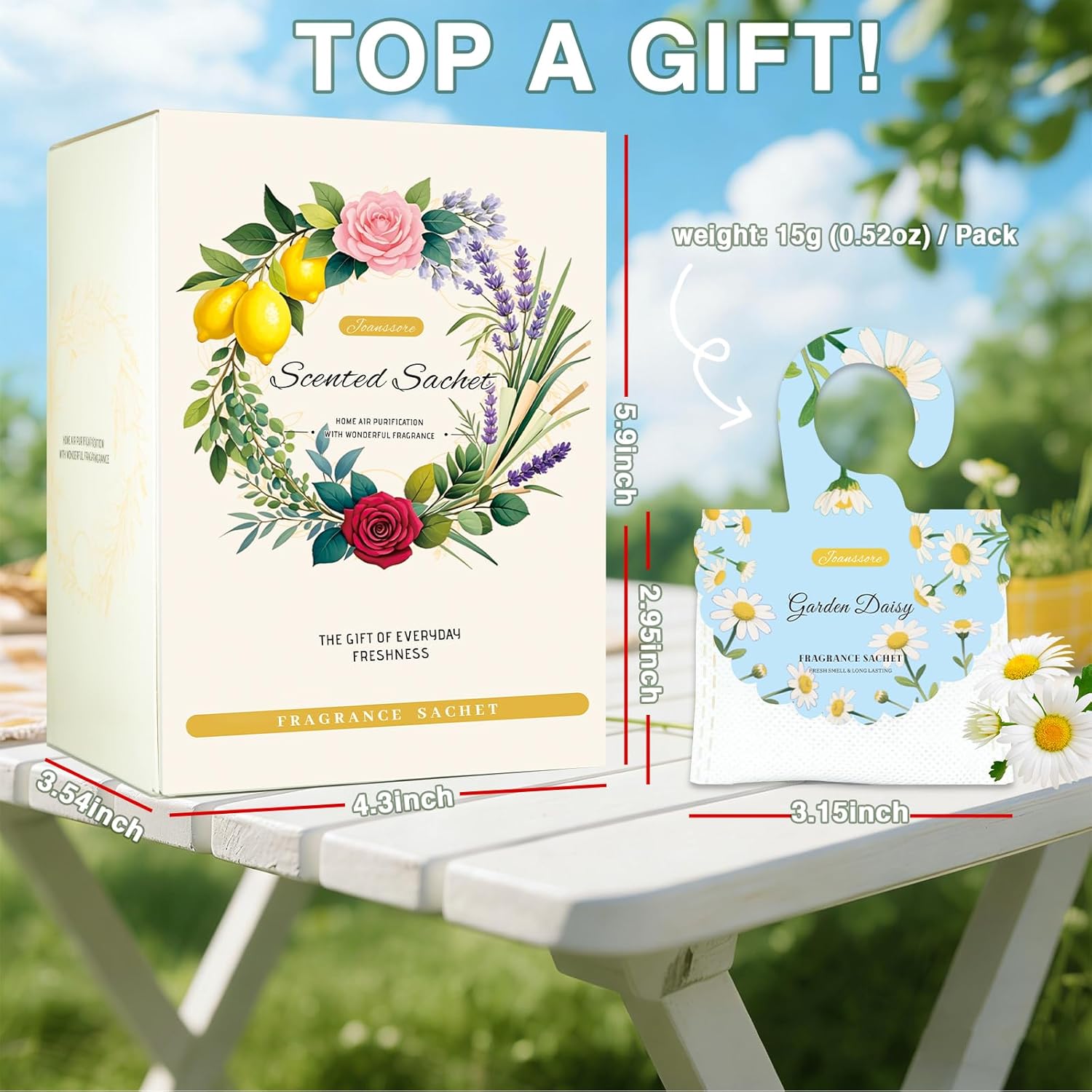15 Packs Scented Sachets Bag for Drawers and Closets, Air Freshener for Home Fragrance Sachet, Long-Lasting Hanging Closet Deodorizer Smell Goods for House (Garden Daisy)