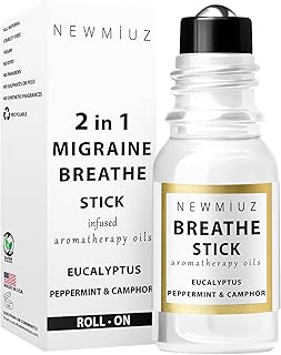 Breathe Easy Roll on Stick Peppermint Eucalyptus Essential Oil Blend Stress Sinus Natural Relief Gifts for Women Men Perfect Stocking Stuffers