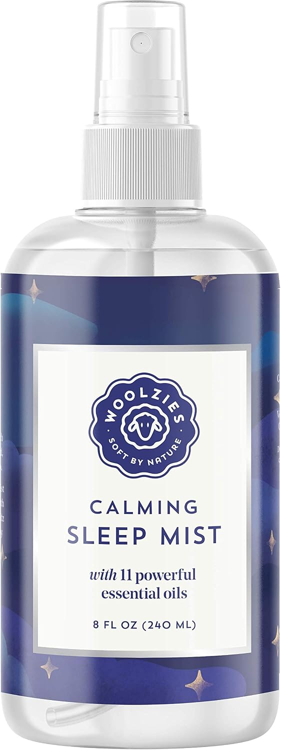 Woolzies Calming Sleep Mist | 100% Natural Hypoallergenic Essential Oil Pillow Spray | Relaxing & Comforting | 8 FL OZ