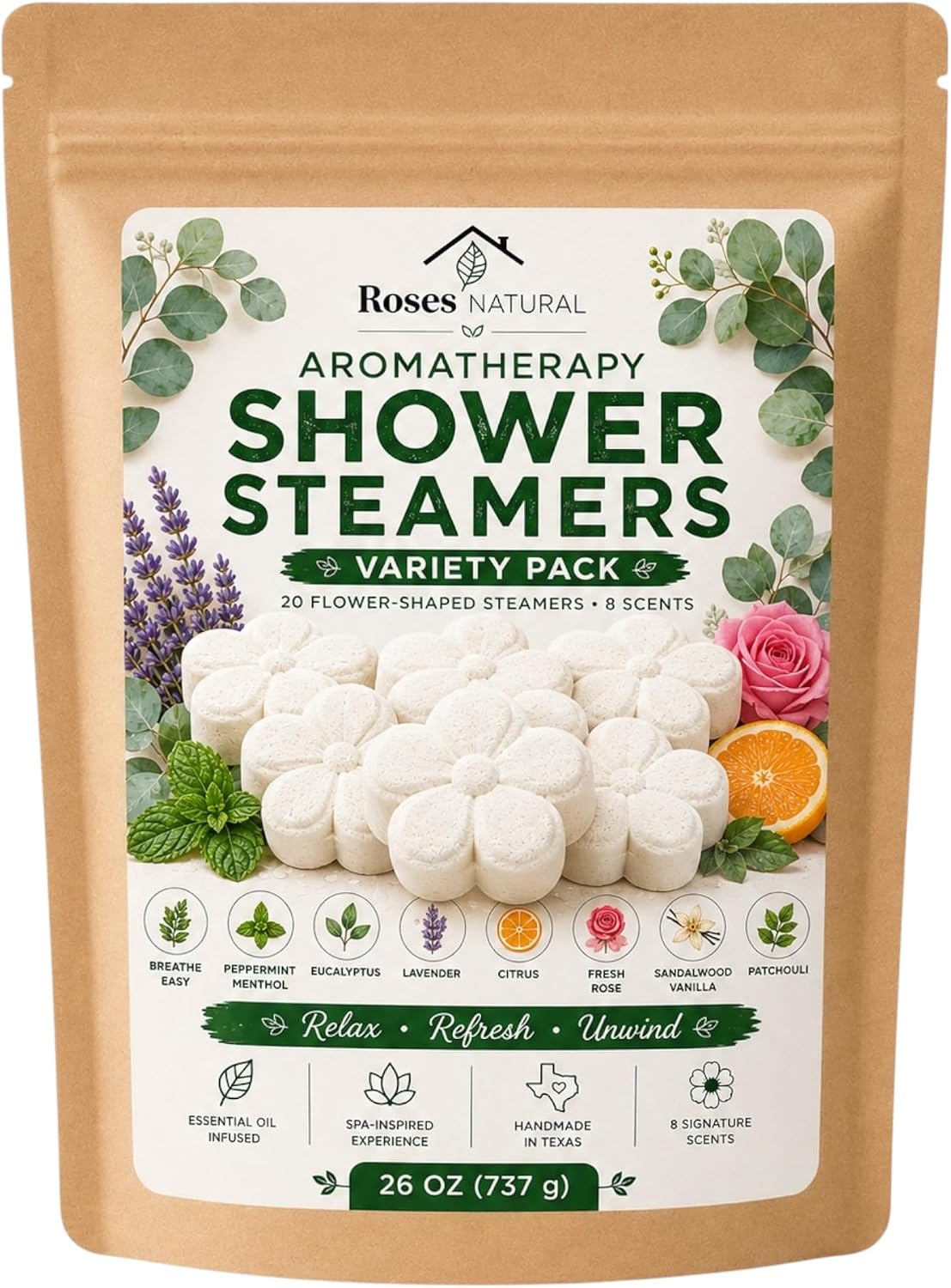 Shower Steamers Aromatherapy Variety Pack – 20 Count, 8 Scents | Gifts for Women, Self Care Spa Gift Set