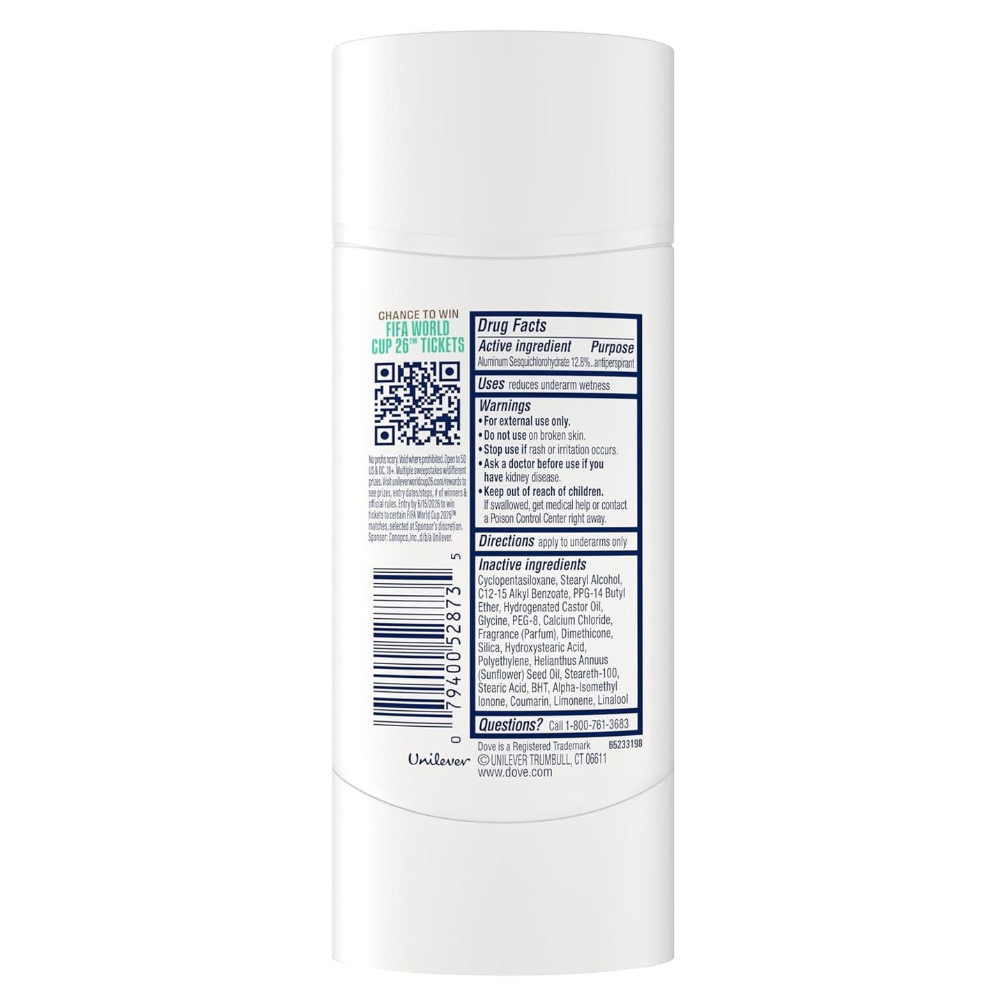 Dove Palo Santo & Sage Antiperspirant Stick – 72H Sweat & Odor Protection, Pro‑Ceramide Technology, Alcohol‑Free, FIFA Limited Edition Design, 2.6 oz