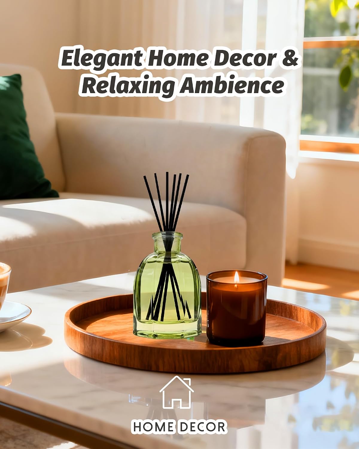 Clean Linen Reed Diffuser Set – 5.07 oz with 6 Sticks, Fresh Airy Scent for Home, Bathroom, Living Room, Office, Yoga & Meditation – Long-Lasting, Flameless, Ideal Gift