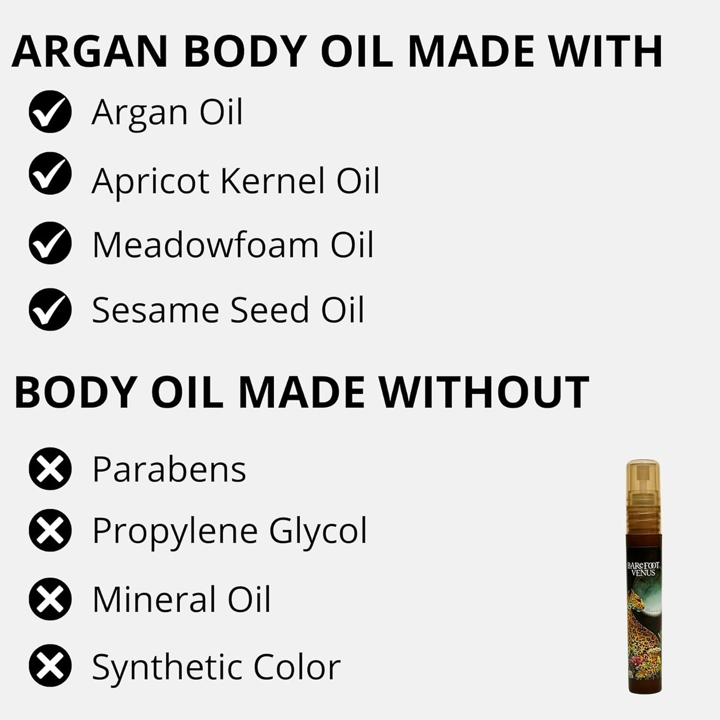 Barefoot Venus Travel Size Mini Argan Body Oil - 8 Milliliters (Midnight Muse)