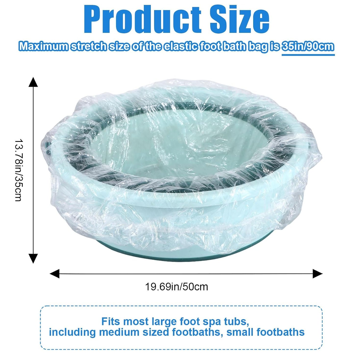 Transparent Pedicure Liners Disposable, Pedicure Bowl Liners with Elastic Band, Unbreakable Foot Bath Pedi Liners Disposable, Fits Most Pedicure Tub, for Pedicure Foot Spa Home Use (25pcs)