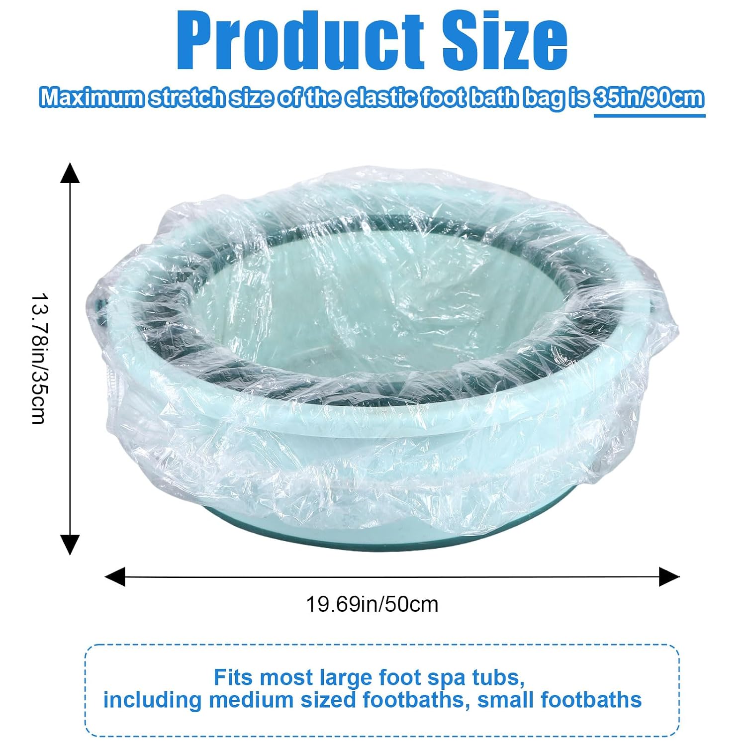 Transparent Pedicure Liners Disposable, Pedicure Bowl Liners with Elastic Band, Unbreakable Foot Bath Pedi Liners Disposable, Fits Most Pedicure Tub, for Pedicure Foot Spa Home Use (25pcs)