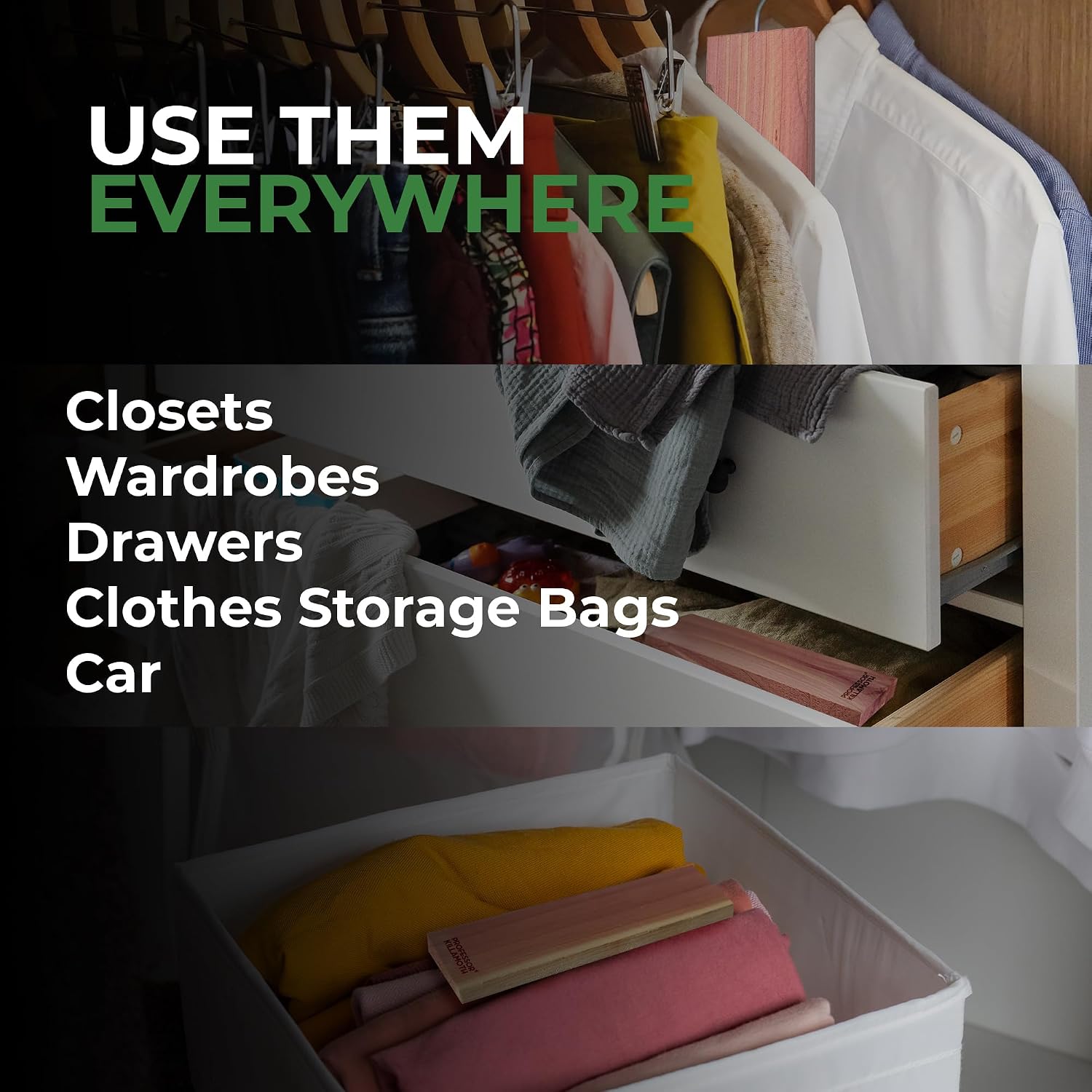 Cedar Blocks for Clothes Storage – Stop Clothes Damage - 10 Fresh Cedar Planks and Hangers to Protect Your Clothes