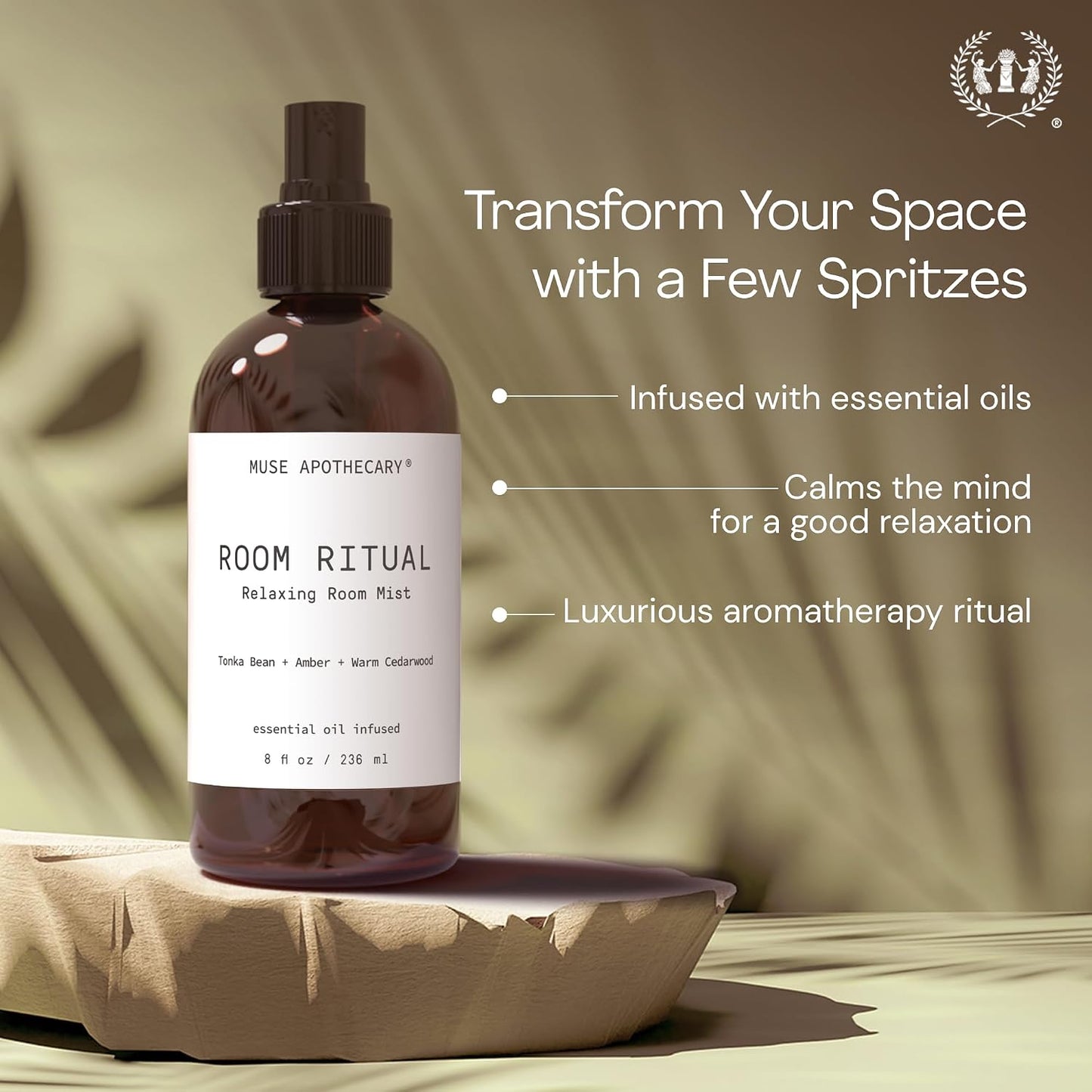 Muse Apothecary Room Ritual - Aromatic and Relaxing Room Mist, Infused with Natural Essential Oils - 8oz, Cara Orange + Fig + Blackberry Vanilla