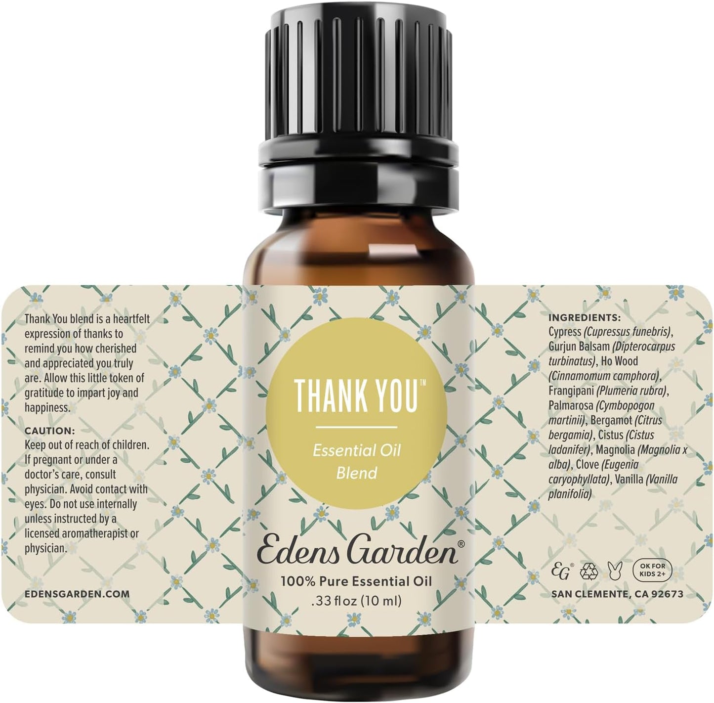 Edens Garden Thank You Essential Oil Blend – Gratitude & Teacher Gift, 100% Pure Undiluted Aromatherapy for Natural Wellness & Special Occasions – 10 ml (.33 fl oz)