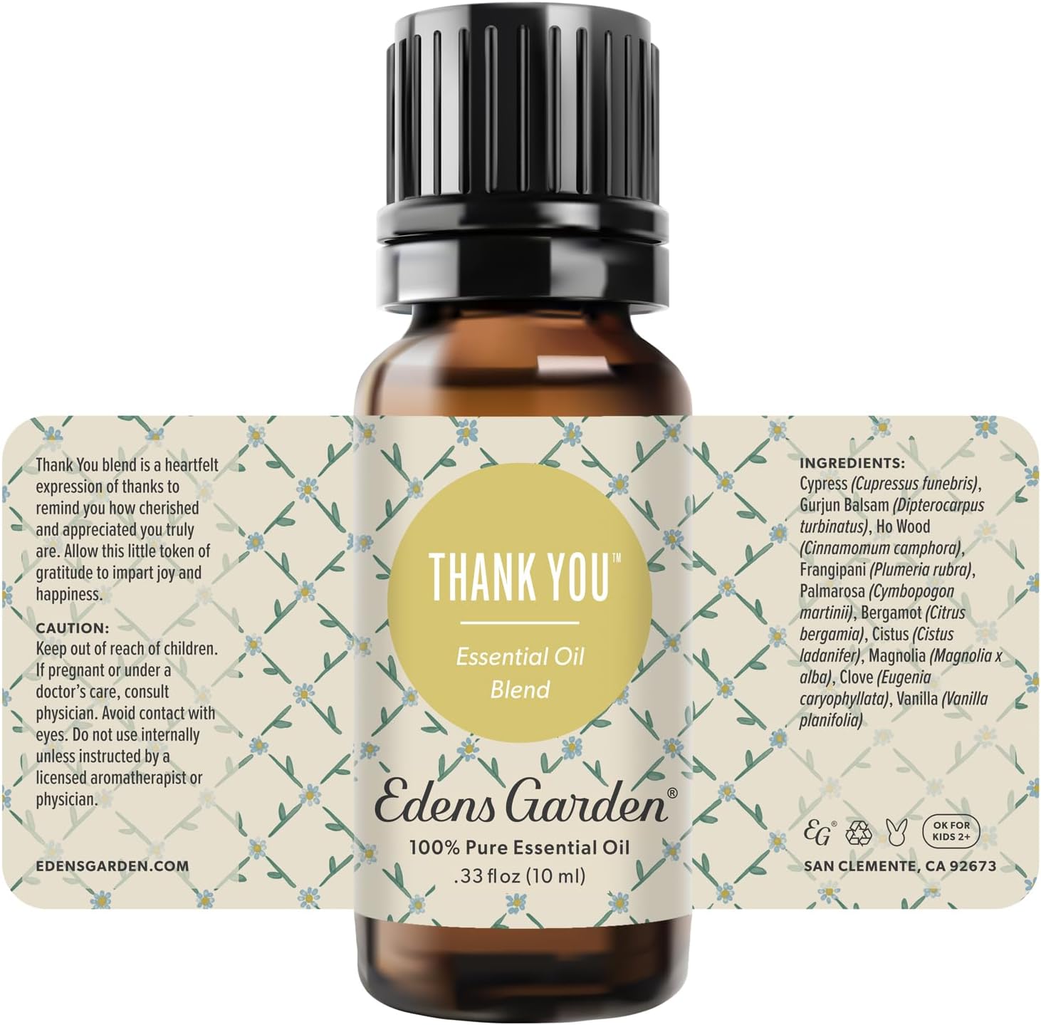 Edens Garden Thank You Essential Oil Blend – Gratitude & Teacher Gift, 100% Pure Undiluted Aromatherapy for Natural Wellness & Special Occasions – 10 ml (.33 fl oz)