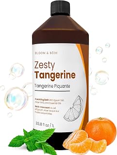 Luxury Foaming Bath - Natural Scented Bubble Bath with Essential Oils and Epsom Salt - Zesty Tangerine Scent, 33.8 fl oz / 1L
