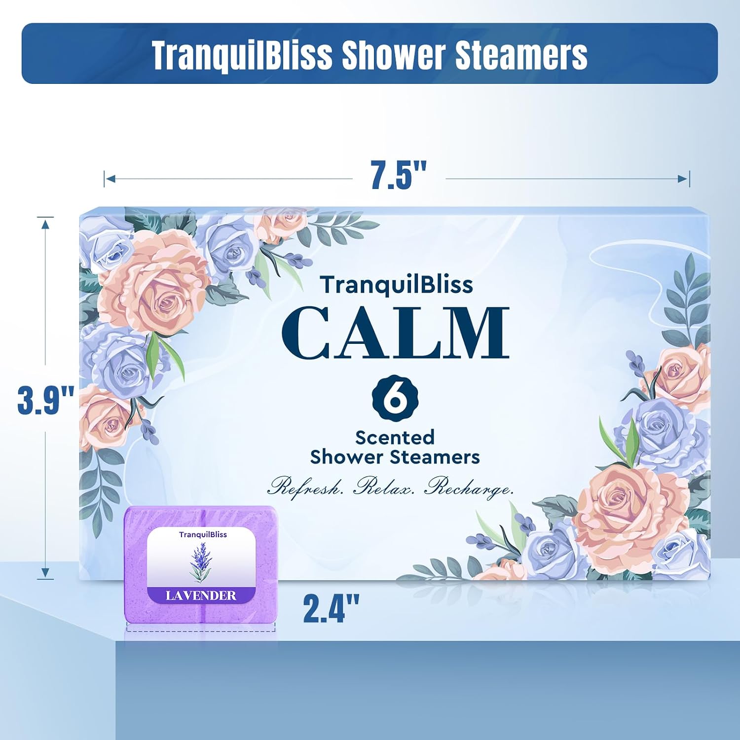 TranquilBliss Shower Steamers with Natural Fragrance, 6 Pack Equals 12 Pack Shower Steamers, Valentine's Day Presents, Luxury Self Care & Relaxation, Stocking Stuffers for Women and Men