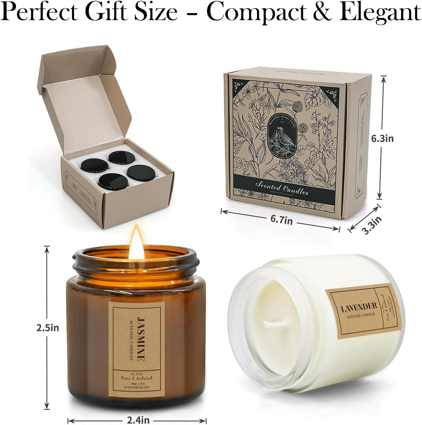 Candle Gift Set for Home – 4 Pack Scented Soy Wax Candles, Lavender, Jasmine, Sandalwood & Sage – Long Lasting Aromatherapy Candles for Relaxing, Gifts for Women, Mom & Home Decor