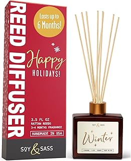 Winter Diffuser, Christmas Diffuser - w/Cinnamon, Clove & Orange I Infused w/Essential Oils I3.75 OZ Oil I Christmas Décor I Long-Lasting Scent Lasts 4-6 Month's I Made in The USA