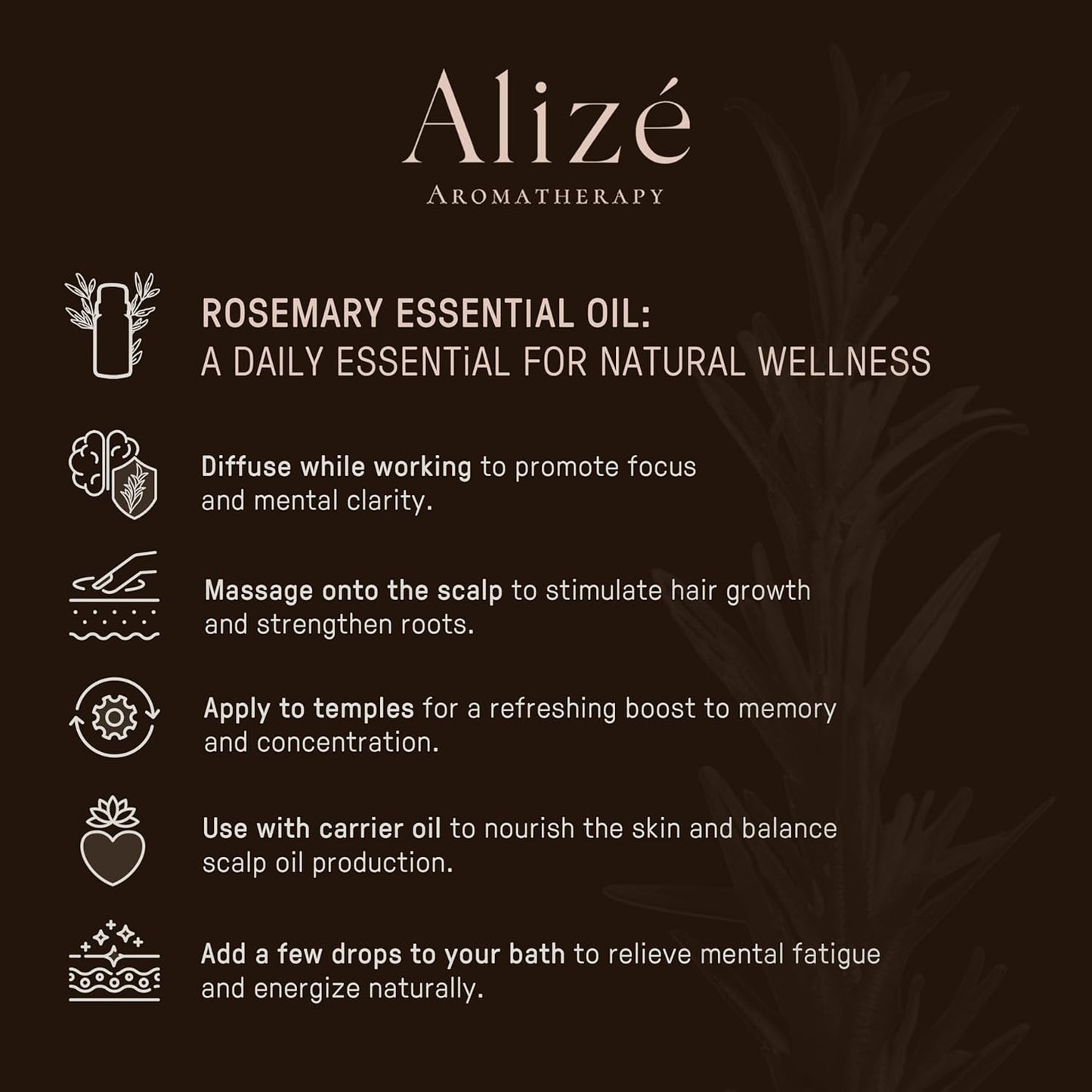 Organic Rosemary Essential Oil, Rosemary Oil for Hair Care, USDA Certified Organic, 100% Natural & Pure Essential Oils for Diffusers for Home, Aromatherapy Oils 10ml-0.33 fl oz