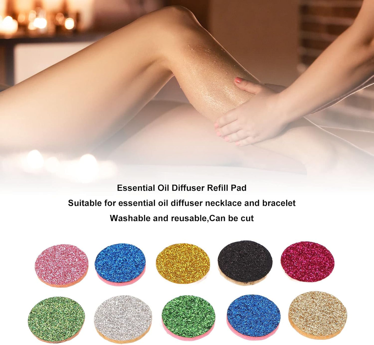 Essential Oil Diffuser Refill Pad 20pcs Washable Reusable Felt Pads for Aromatherapy Necklace Bracelet 0.8 Inch Diameter Multi Color Set