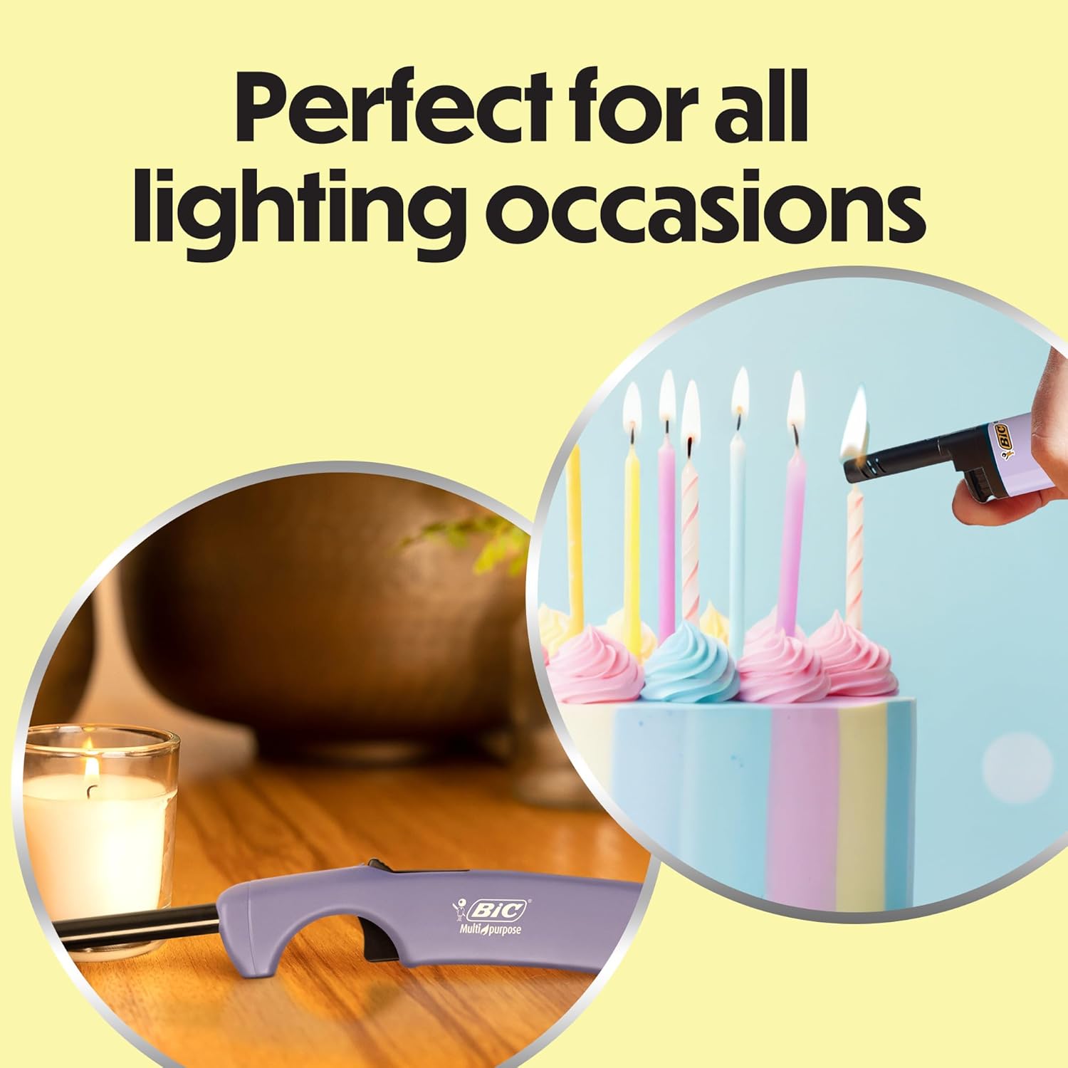 BIC Lighter Combination 2 Multi-Purpose Lighters with Long Metal Wand, Classic Collection, and 4 EZ Reach Pastel Candle Lighters, The Ultimate Lighter with Wand, Assorted Colors