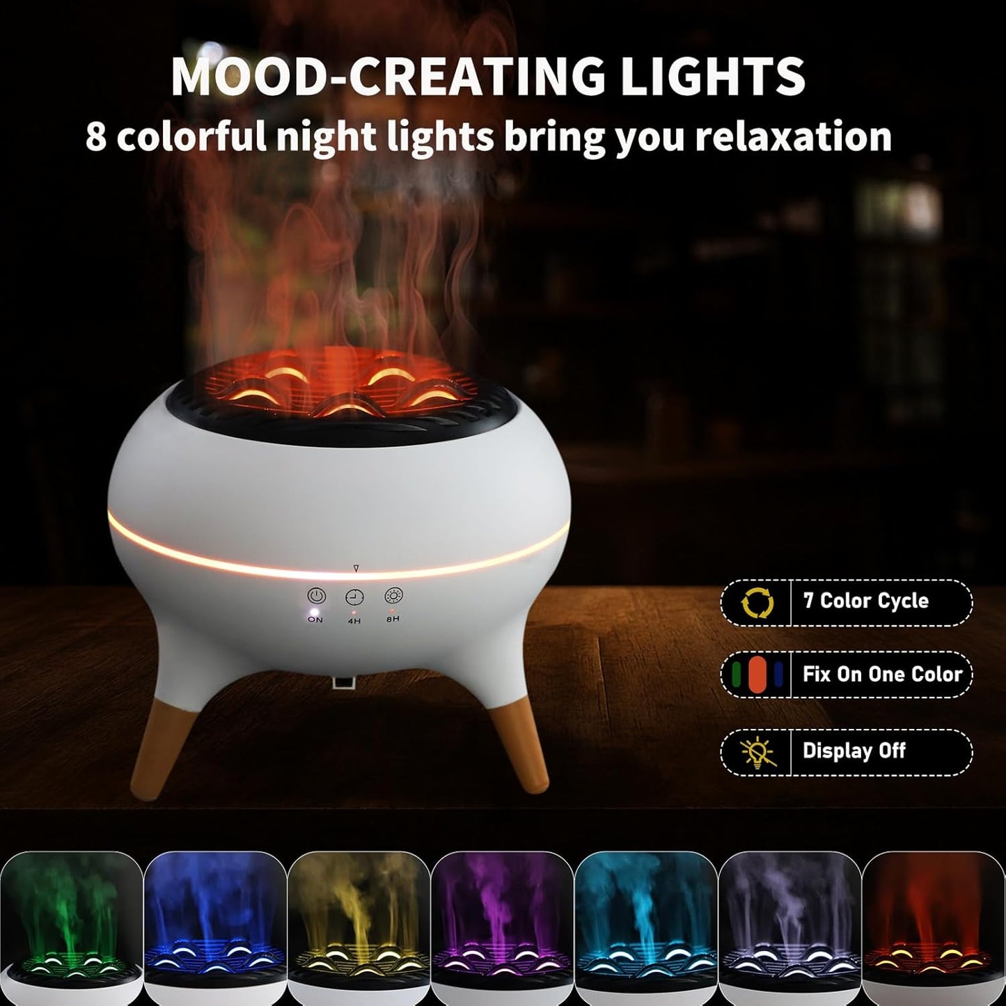 300ml Essential Oil Scent Diffuser, Aroma Diffuser with Remote Control, Mist Humidifier with 7 Colors LED Lights and Timer Function for Home, Office, Yoga, Relaxation & Better Sleep