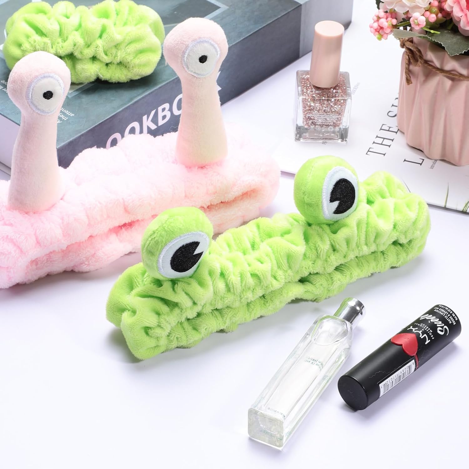 Soft Spa Headband and Wristbands for Face Washing, Cute Frog Makeup Headbands Elastic Skincare Hair Band Shower Head Wraps Hair Accessories for Women Girls