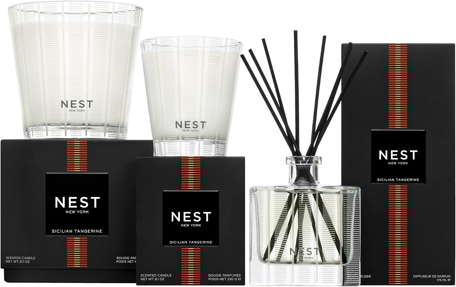 NEST New York Reed Diffuser Liquid Refill, Sicilian Tangerine - 5.9 fl oz - Fragrance for Up to 90 Days - Flame Free