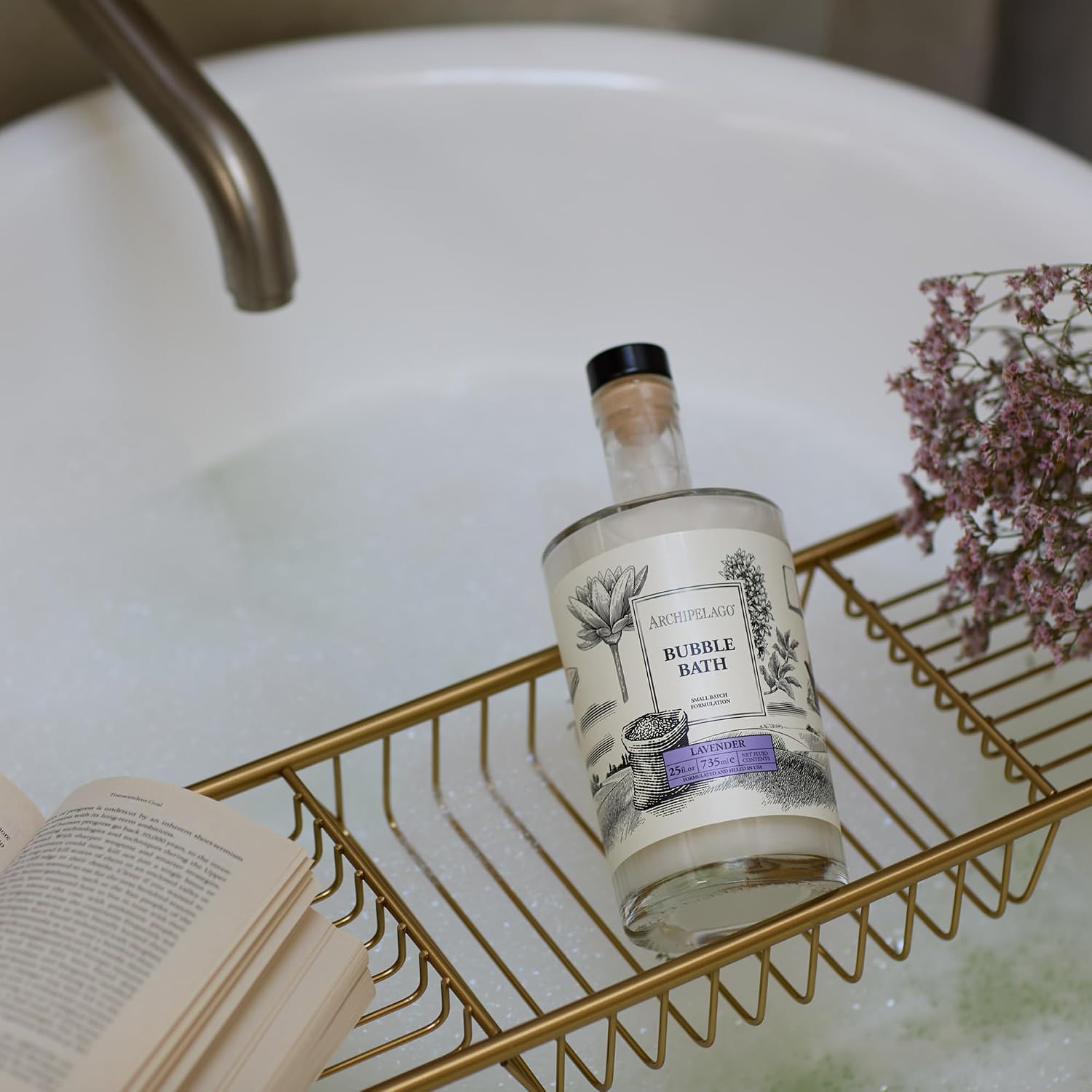 Archipelago Botanicals Luxury Lavender Bubble Bath, Moisturizing and Hydrating Gentle Bubble Bath, Helps Refresh, Restore and Soothe All Skin Types, 25 oz