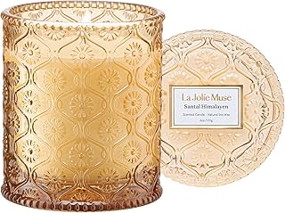 LA JOLIE MUSE Santal Himalayen Scented Candles for Home, Natural Soy 40 Hrs | Luxury Jar Candle, Clean Non Toxic, Gift for Women & Men, Decorative Candles for Candle Wamer,Pretty Candles,Sandalwood Amber