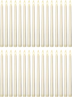Treela 36 Pieces Flameless Taper Candles Flickering Faux LED Battery Operated Electric Fake Candles for Christmas Halloween Birthday Wedding Party(Ivory White,0.8x11 Inches,Smooth)