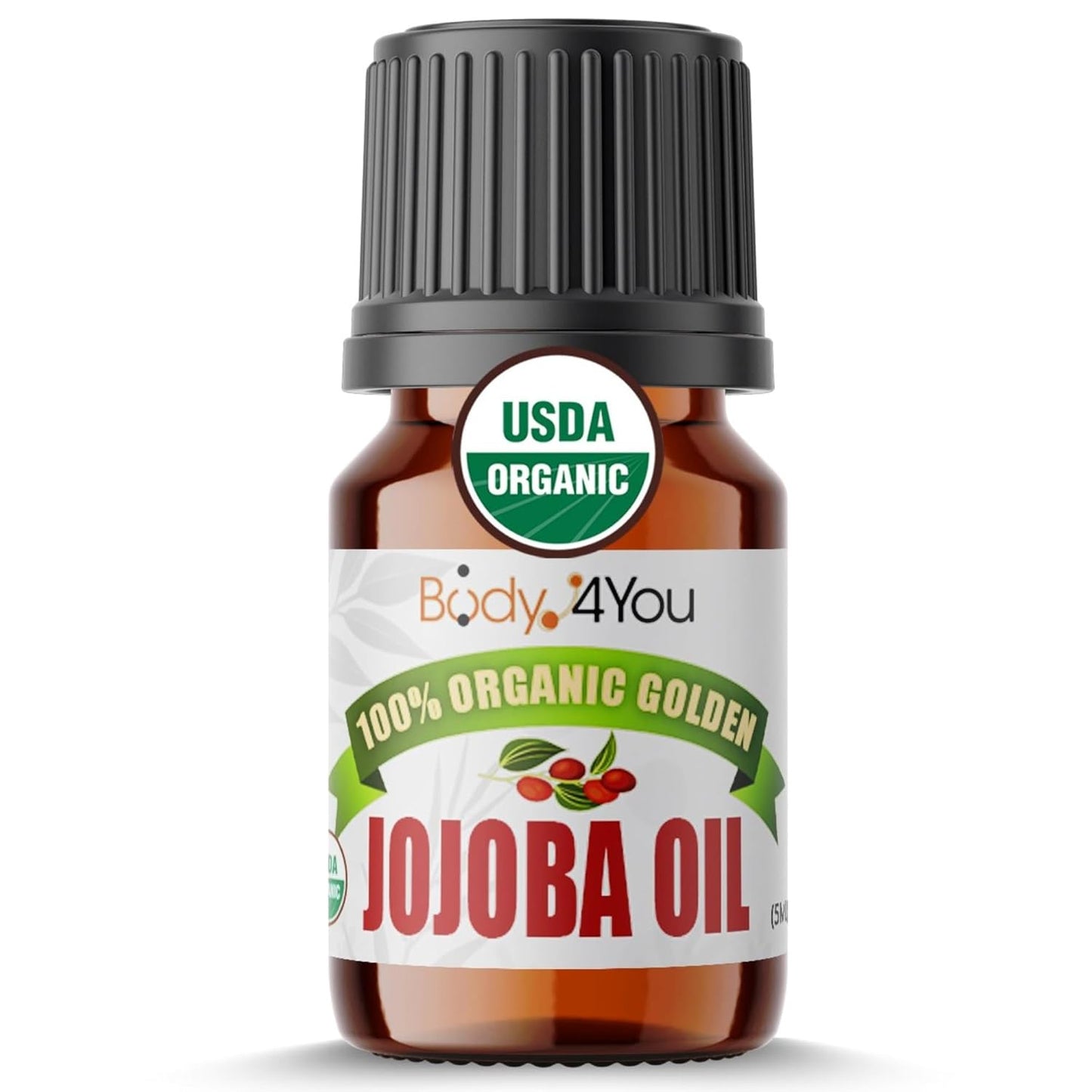 BodyJ4You Organic Jojoba Oil Piercing Aftercare - USDA 100% Pure Cold Pressed Ear Stretching Oil - Gauge Care Nose Septum Cartilage Tragus Navel - Natural Skin Recovery Moisturizer Vegan - 0.17 Fl Oz