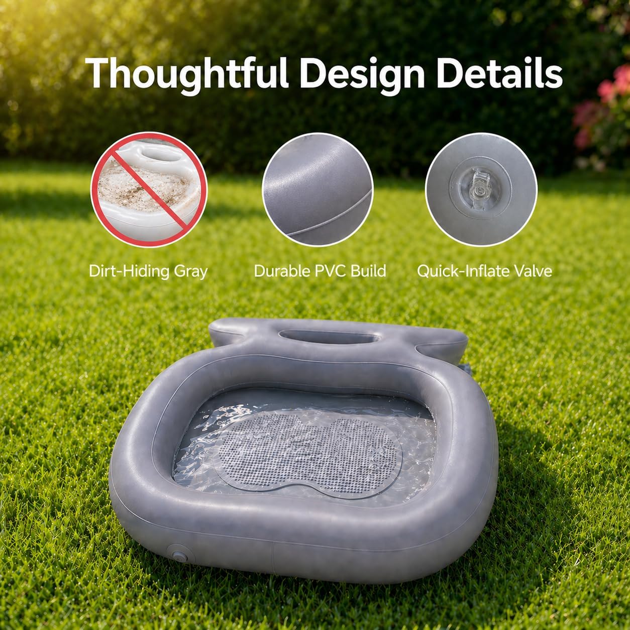 Inflatable Pool Foot Bath Basin, Portable Foot Wash Basin with Pump for Pool Entry Ladder, Above Ground Pools and Beach