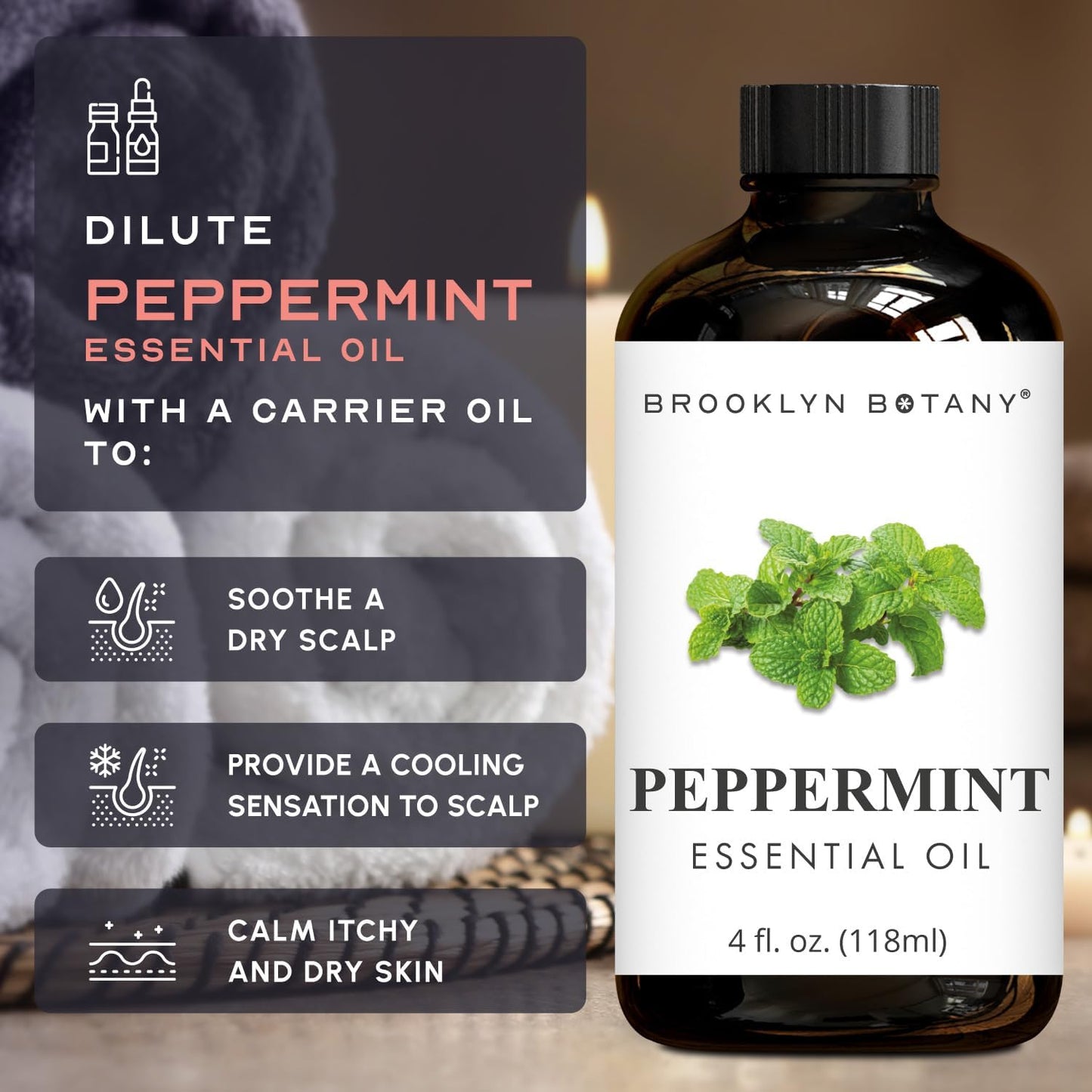 Brooklyn Botany Peppermint & Sweet Orange Essential Oils – 4 Fl Oz (Pack of 2) – 100% Pure & Natural – Uplifting & Refreshing Aromatherapy Oils
