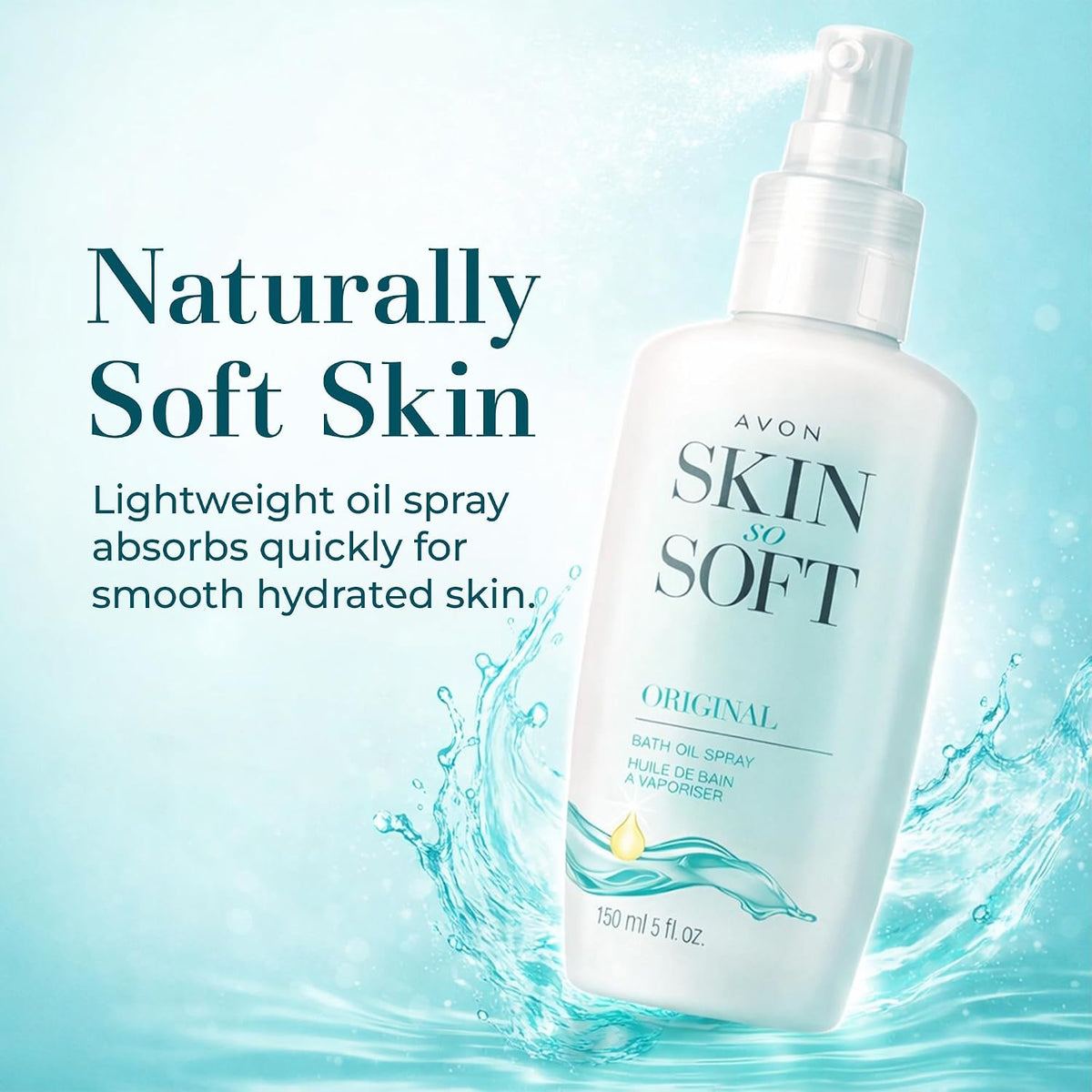 AVON Skin So Soft Original Bath Oil Spray with Pump - 5 oz