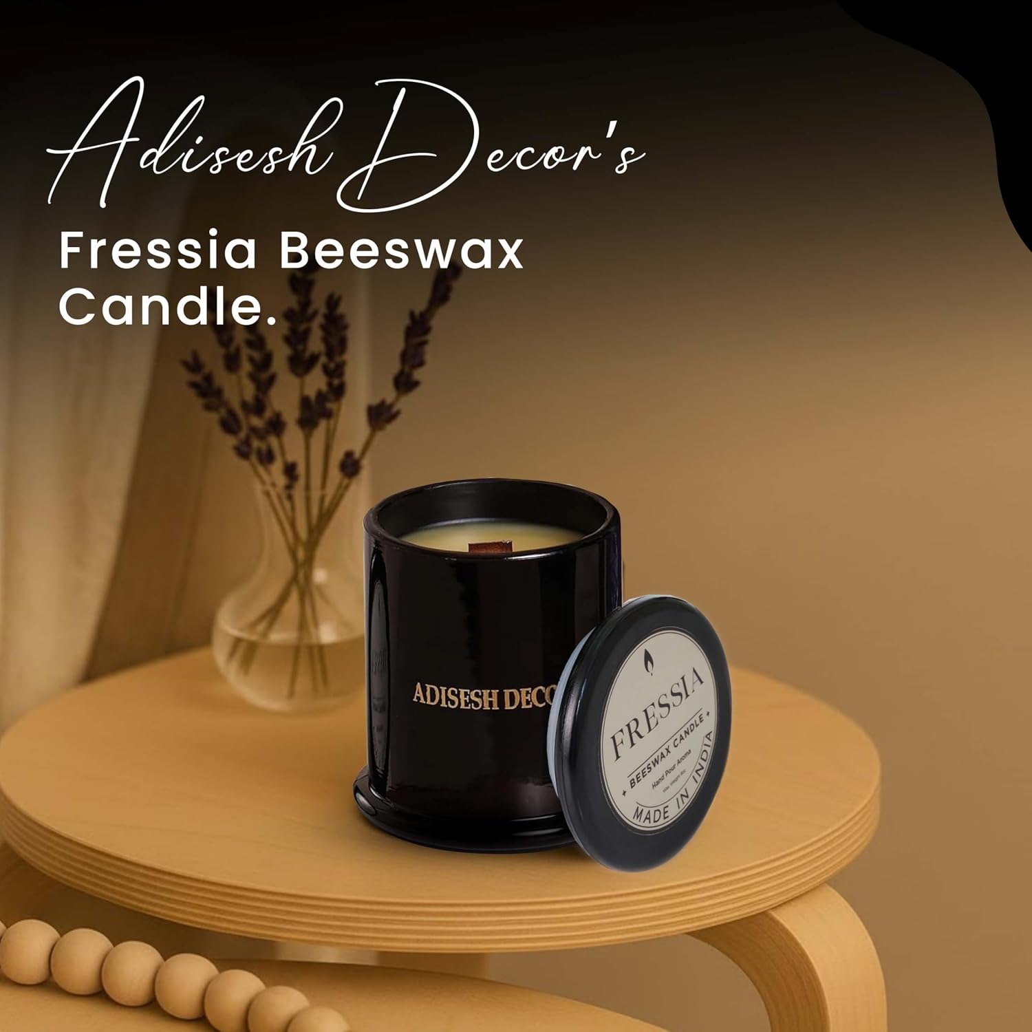 Long-Lasting Fressia Bees Wax Candle | Scented Candles for Home Decoration | 70+ Hour Burn Time Hand-Poured in Glass Jar | Bright, Uplifting, and Slightly Fruity Fragrance
