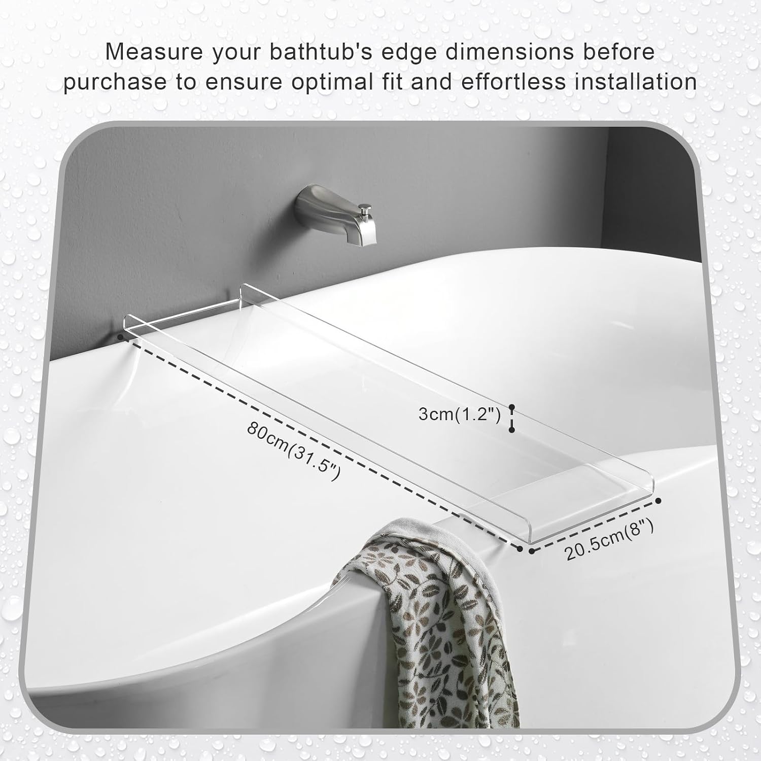 Clear Bathtub Tray Caddy, Bath Tub Rack Shelf, Luxury Bathroom Organizer Tablet Holder, Acrylic SHUNLI