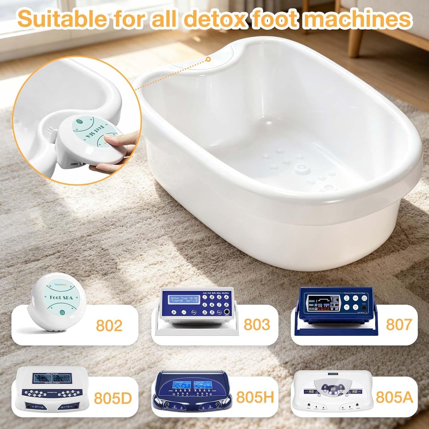 Ionic Foot Detox Tub,for All Detox Machines 100 Liners, Home/Salon | Compatible with All Detox Machines,Heavy Duty Bucket、Easy to Clean、Portable,Includes 100 Disposable Liners