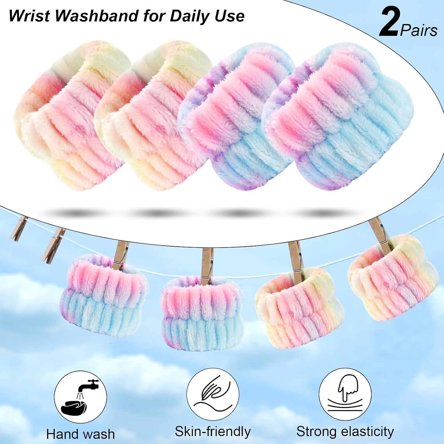 Wteehn 6pcs Headband and Wristband for Face Washing, Makeup Spa Skincare Headband, Skin Care Face Wash Headbands Wrist Bands Tools Set, for Women and Teen Girls Gifts