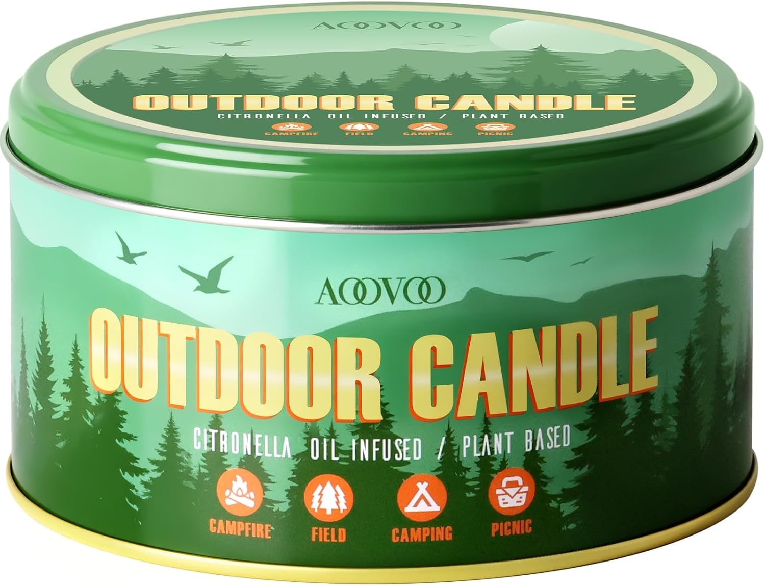 AOOVOO Citronella Candles Outdoor - 3 Wick 12oz Large Camping Candle, Natural Essential Oil Soy Wax Non Toxic, Strong Scented Candles for Outside Backyard Garden Picnic