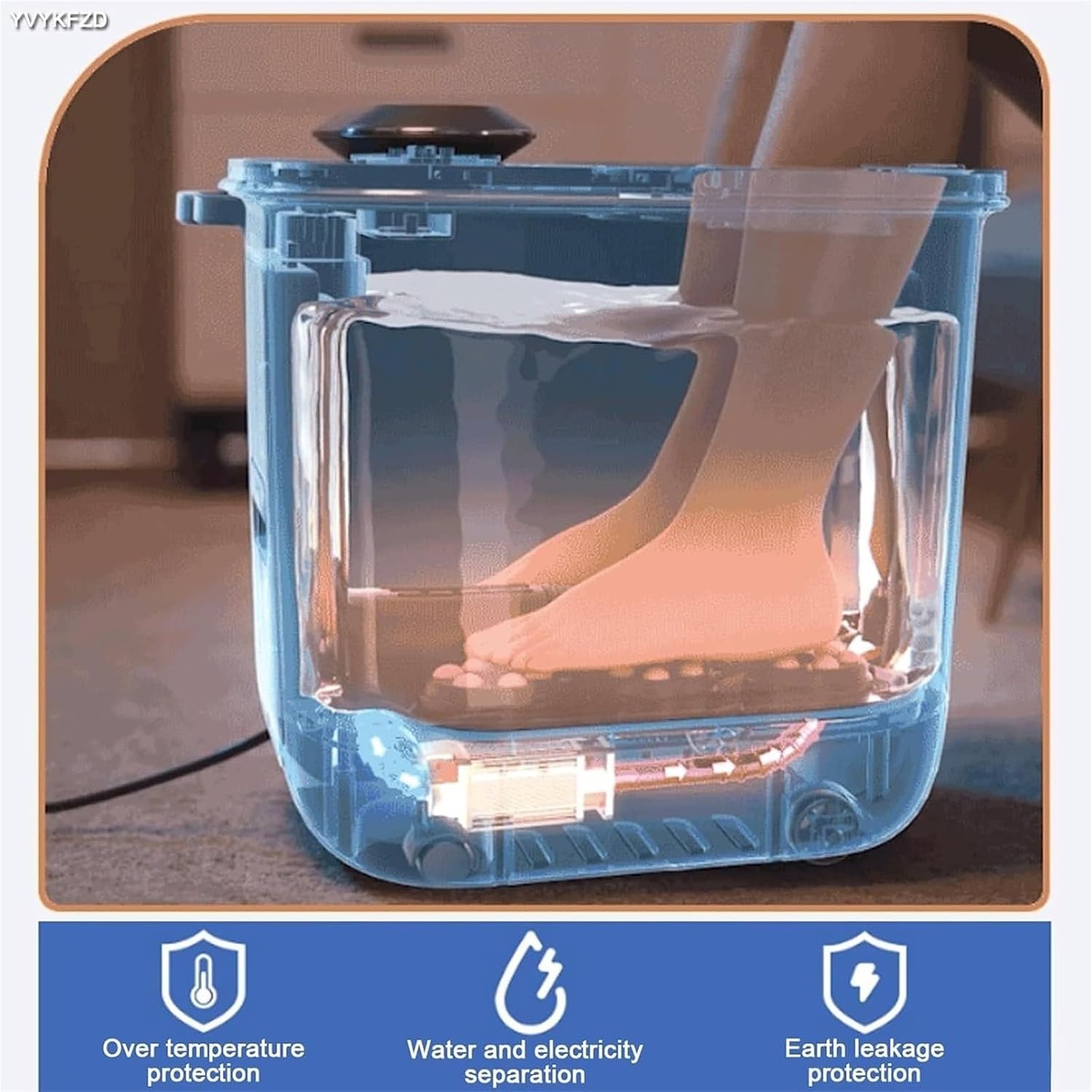 Foot Spa Bath Massager with Heat， Portable Foot Bath Basin Soak Tub with Handle Heat Temperature Control Bubbles