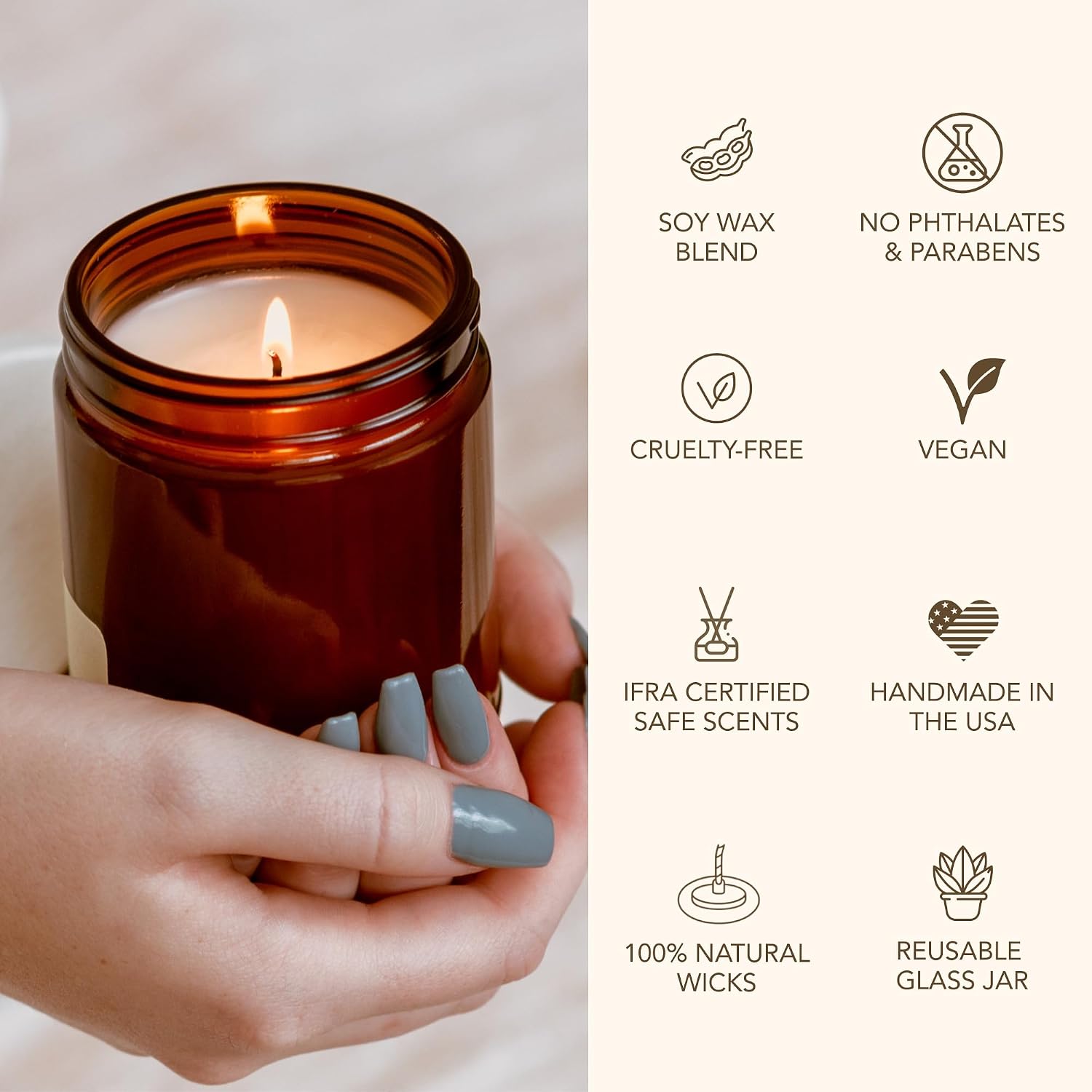 Pistachio Coconut Soy Candle, Salted Caramel Tonka Vanilla, Perfume-Inspired, Hand Poured USA, High Fragrance Load, Lead-Free Wick, Reusable Glass Jar, Dessert Candle, 7 oz