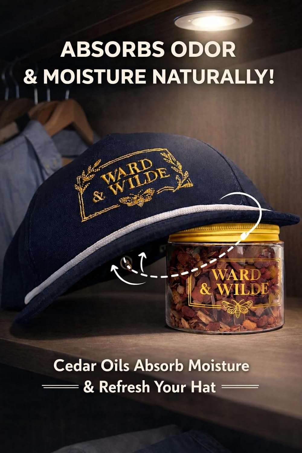 Cedar Jar Set (4 Pack) with Atlas Cedarwood Oil – Aromatic Cedar for Closets, Drawers & Wardrobes, Natural Closet Freshener for Clothes Storage