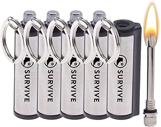 SURVIVE Permanent Match, Pack of 5, The Forever Lighter, Emergency Fire Starter Striker Set, Metal Keychain Unlimited Waterproof Stick